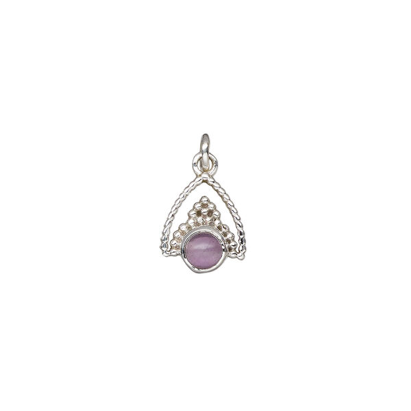 Amethyst / sterling silver 1pkg1, beaded drop natural antiqued 11x9mm image number 1