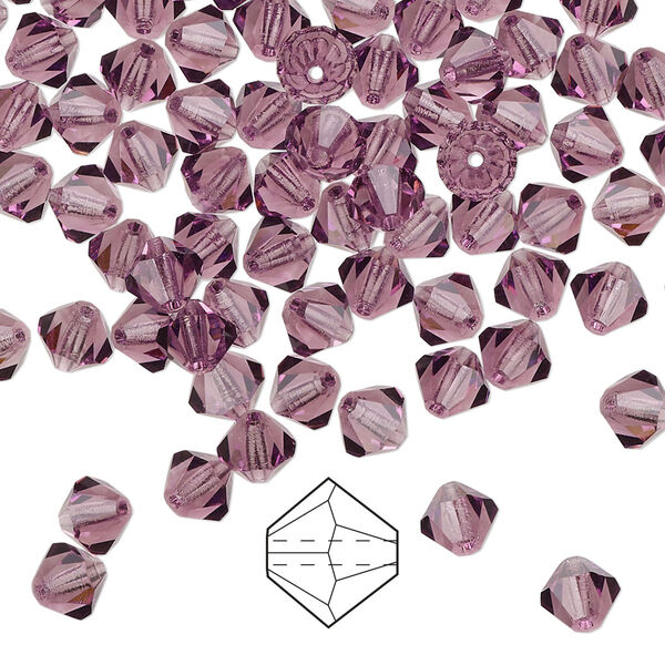 Bead 576pk amethyst, Preciosa Czech crystal 5mm bicone image number 0