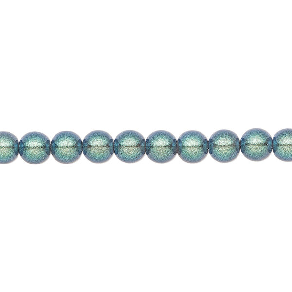 Pearl 500pk pearlescent peacock green, Preciosa Czech crystal 5mm round image number 0