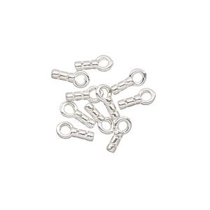 Crimp end, JBB Findings, sterling silver, 5x2mm tube with loop, 0.6mm inside diameter. Sold per pkg of 50.