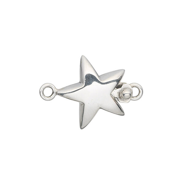 Clasp, tab, sterling silver, 17x17mm star. Sold individually. image number 0