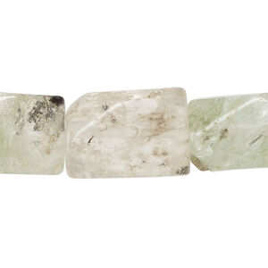 Bead, glass 1pkg1, clear and translucent green, 16x10mm-23x14mm 4-sided rectangle, 15 inches.