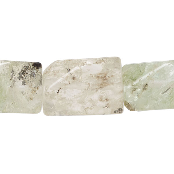 Bead, glass 1pkg1, clear and translucent green, 16x10mm-23x14mm 4-sided rectangle, 15 inches. image number 0