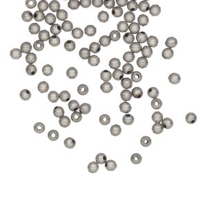 Bead, antique silver-plated steel, 2.5mm round. Sold per pkg of 100.
