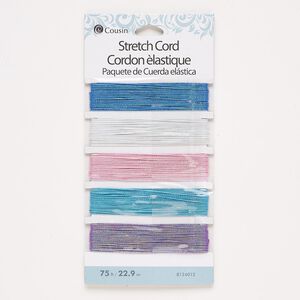 Cord mix, elastic, sparkle, 0.7mm round. Sold per 75-foot pkg.