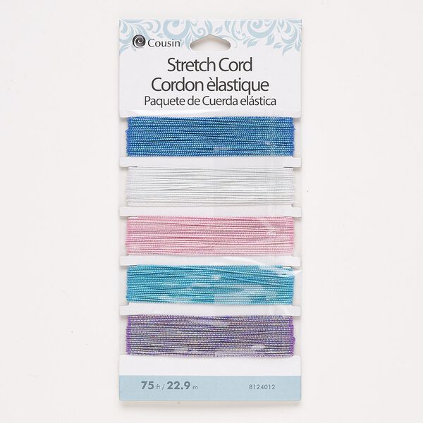 Cord mix, elastic, sparkle, 0.7mm round. Sold per 75-foot pkg. image number 0