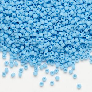 Seed bead, Dyna-Mites™, glass, pkg/40g, #11 round, opaque matte light blue, (741MA 11/0 RR).