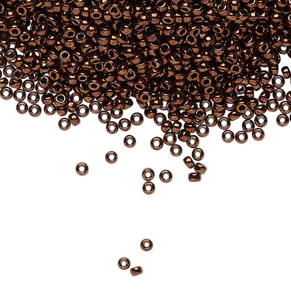 Seed bead, Miyuki, glass, pkg/250g, #11 rocaille, opaque metallic bronze, (RR-457B). image number 0