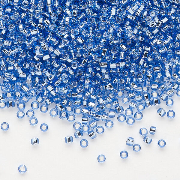 Seed bead, Dyna-Mites™, glass, pkg/40g, #11 round, transparent silver-lined light blue, (73:SR 11/0 SR). image number 0