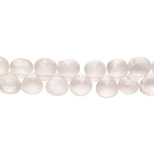 Rose quartz 1pkg1, hand-cut top-drilled faceted puffed teardrop bead natural 8 inch 6-7mm