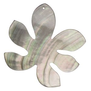 Focal, black lip shell (natural), 59x58mm domed flower. Sold individually.