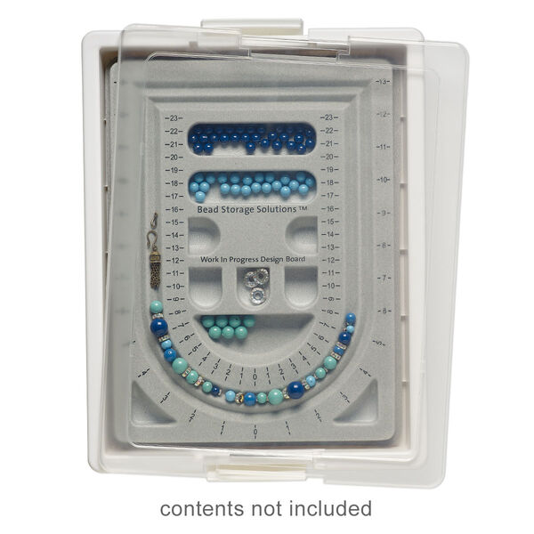 Organizer, Bead Storage Solutions™ Work In Progress Tray™, plastic / polystyrene / polypropylene, clear / off-white / grey, 13-3/4 x 10-1/2 x 2 inches with 12 x 9 x 3/4 inch bead board. Sold per 4-piece set. image number 0