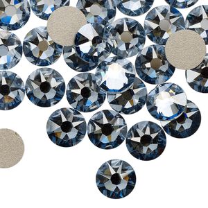 Flat back 144pk crystal blue shade foil back, Swarovski® 7.07-7.27mm rose round SS34 2088