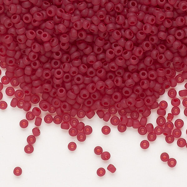 Seed bead, Dyna-Mites™, glass, pkg/1/2kg, #11 round, translucent matte ruby red, (8MA 11/0 RR). image number 0