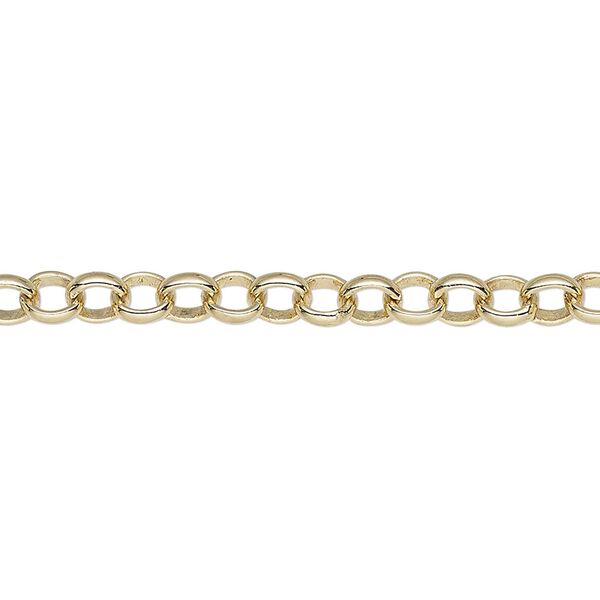 Chain, gold-plated brass, 5mm rolo. Sold per 50-foot spool. image number 0