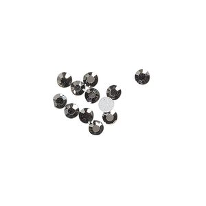 Flat back, glass, black with hematite finish, silver-colored foil back, 3-3.2mm faceted round, SS12. Sold per pkg of 12.