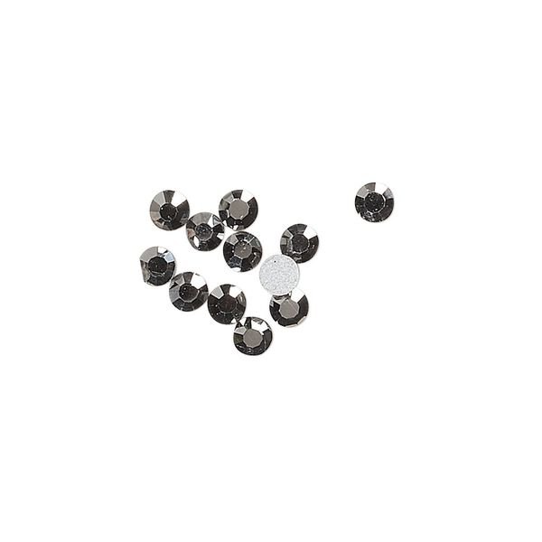 Flat back, glass, black with hematite finish, silver-colored foil back, 3-3.2mm faceted round, SS12. Sold per pkg of 12. image number 0