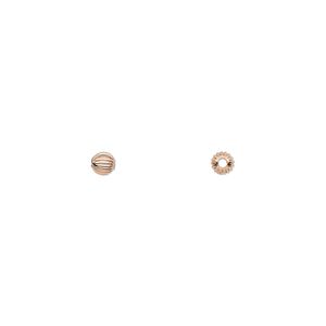Bead, clear-coated copper, 3mm corrugated round. Sold per pkg of 100.