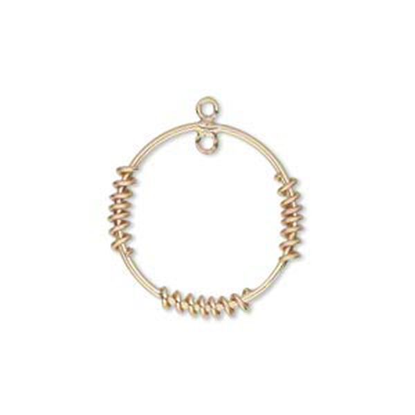 Drop, 14Kt gold-filled, 21mm open round with 3 coils and 1 loop. Sold individually. image number 0