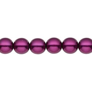 Bead, Czech pearl-coated glass druk, opaque deep magenta, 8mm round. Sold per 15-1/2" to 16" strand.