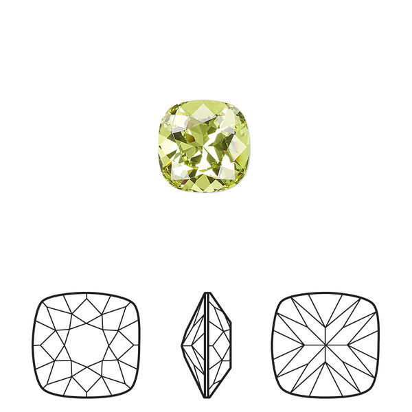 Fancy stone 6pk citrus green foil back, Crystal Passions® 10mm cushion 4470 image number 0