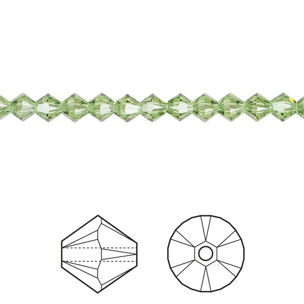 Bead 1440pk peridot, Swarovski® ReCreated™ 4mm XILION bicone 5328 image number 0