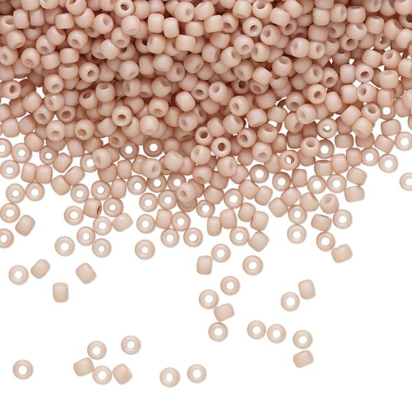 Seed bead, TOHO BEADS®, glass, pkg/7.5g, #11 round, opaque pastel frosted shrimp (TR-11-764). image number 0