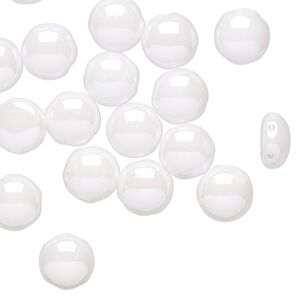 Bead, Preciosa Candy™, Czech pressed glass, opaque alabaster snow white, 8mm candy with (2) 0.8-0.9mm holes. Sold per pkg of 20.