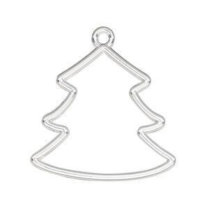 Component, resin frame, silver-finished "pewter" (zinc-based alloy), 30x30mm open Christmas tree. Sold per pkg of 2.