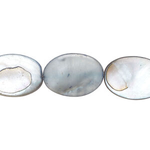 Mother-of-pearl shell 1pkg1, puffed oval bead 15 inch ocean blue 18x13mm