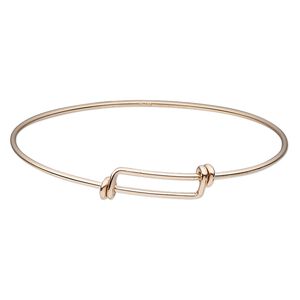 Bracelet, bangle, 14Kt rose gold-filled, 1.5mm wide, adjustable from 7 to 7-1/2 inches. Sold individually.
