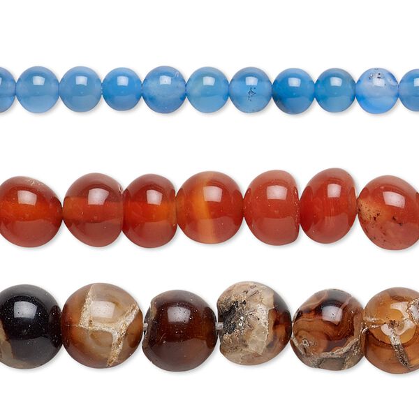 Multi-agate 1pkg3, round bead 13 inch mix 4-9mm image number 0
