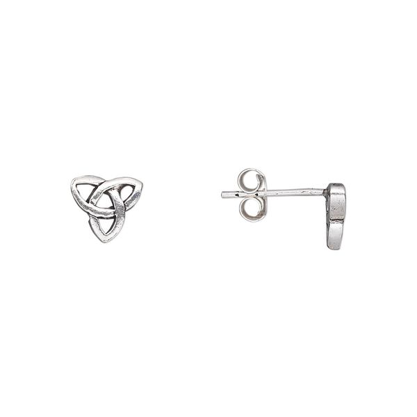 Earstud, sterling silver, 7.5mm Celtic knot with post. Sold per pair. image number 0