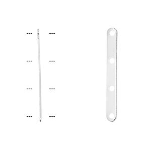 Spacer bar, silver-plated brass, 27x3mm 4-strand, fits up to 8mm bead. Sold per pkg of 100.