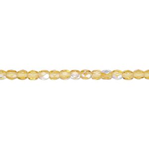 Bead, Czech fire-polished glass, honey AB, 3mm faceted round. Sold per 15-1/2" to 16" strand.