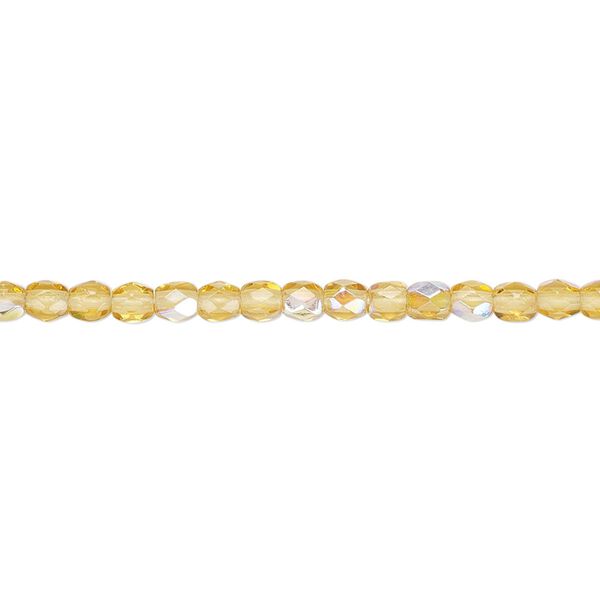 Bead, Czech fire-polished glass, honey AB, 3mm faceted round. Sold per 15-1/2" to 16" strand. image number 0