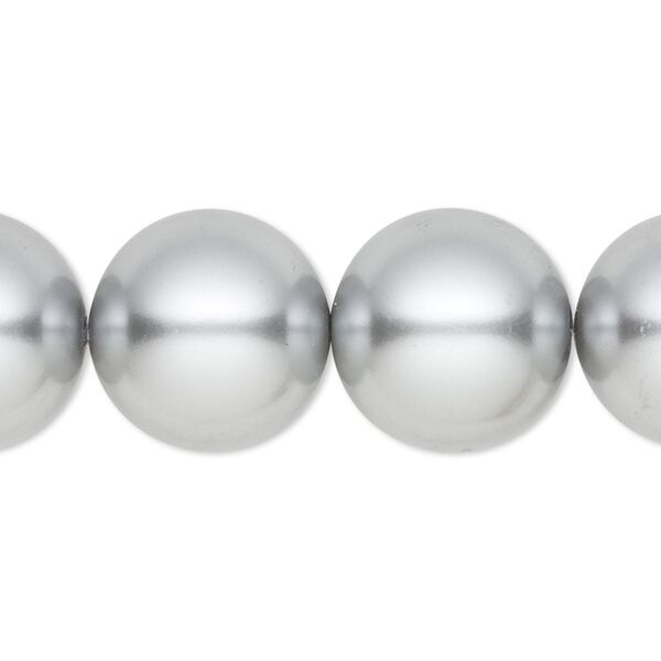 Bead, crystal pearl, silver, 16mm round. Sold per 15-1/2" to 16" strand, approximately 25 beads. image number 0