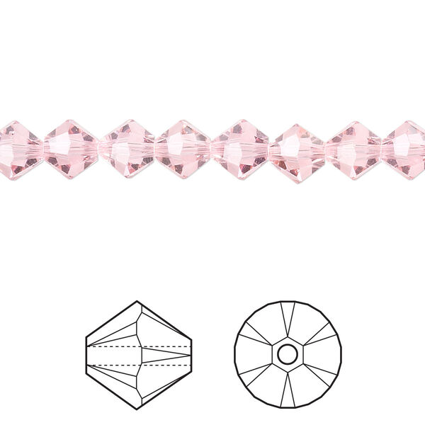 Bead 144pk light rose, Crystal Passions® 6mm bicone 5328 image number 0