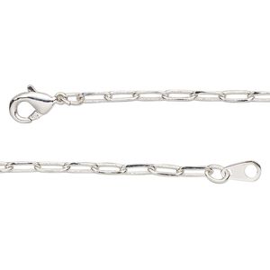 Chain 1pkg1 silver-plated paperclip, 2.4mm / lobster claw clasp, brass 20 inch