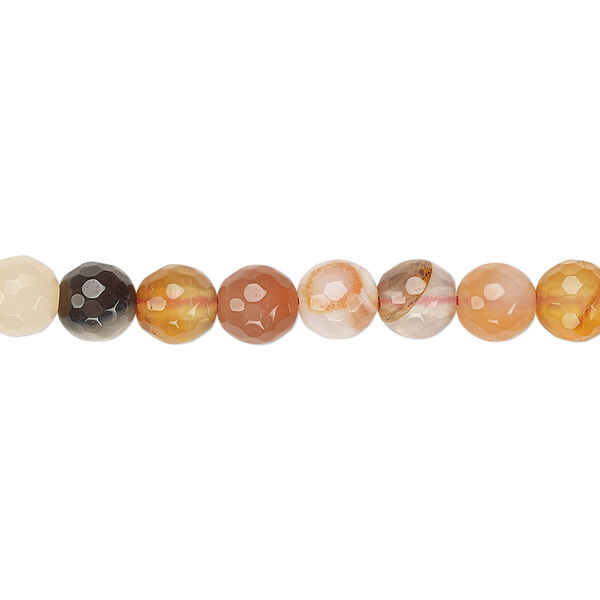 Bead, red agate (dyed / heated), 6-7mm faceted round, B grade, Mohs hardness 6-1/2 to 7. Sold per 15" to 16" strand. image number 0