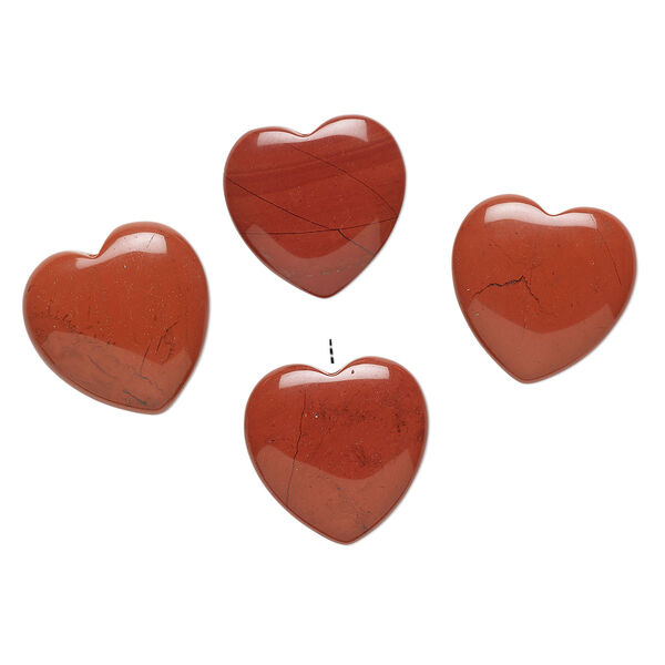 Red jasper 1pkg4, half-drilled puffed heart drop natural B grade, 18-21mm image number 0