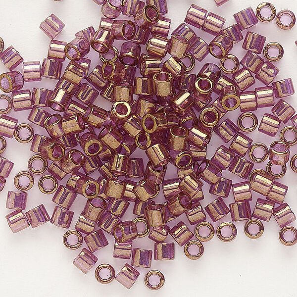 Seed bead, Delica®, glass, pkg/250g, #8 round, translucent gold luster amethyst (DBL-0108). image number 0