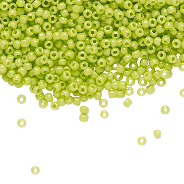 Seed bead, TOHO BEADS®, glass, pkg/250g, #11 round, opaque sour apple (TR-11-44). image number 0