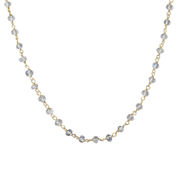 Necklace, rainbow moonstone (natural) and gold-finished sterling silver, 3.5-4mm hand-cut faceted rondelle, 18 inches with S-hook clasp. Sold individually. image number 0