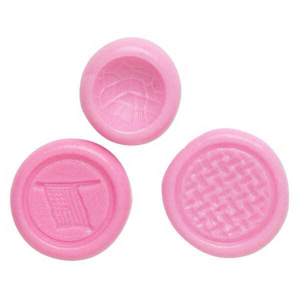 Mold mix, silicone, pink, mixed random round. Sold per pkg of 3. image number 0