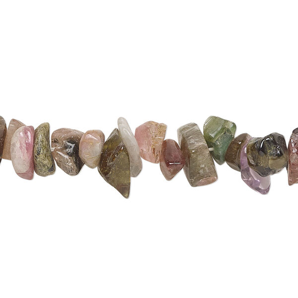 Bead, multi-tourmaline (natural), medium hand-cut chip, Mohs hardness 7 to 7-1/2. Sold per 13-inch strand, approximately 100 beads. image number 0
