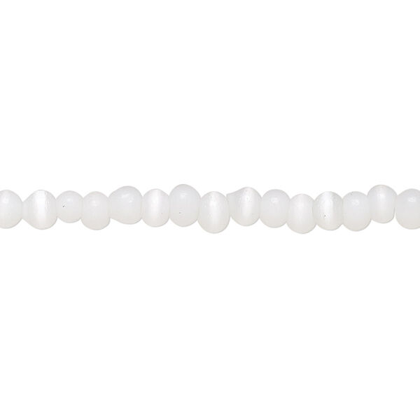 Bead, cat's eye glass (fiber optic glass), white, 4-5mm round. Sold per 15-inch strand. image number 0