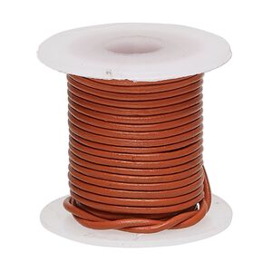 Cord, leather (dyed), marigold, 1-1.2mm round. Sold per 5-yard spool.