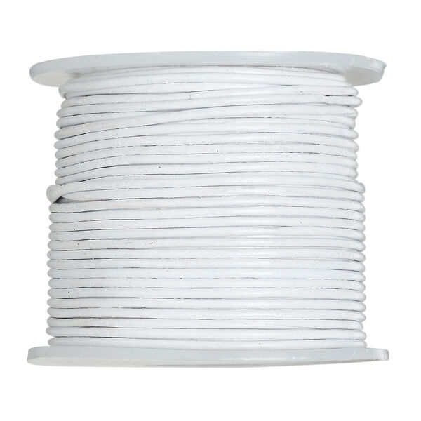 Cord, leather (dyed), white, 0.5-0.8mm round. Sold per 25-yard spool. image number 0