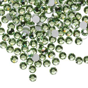 Flat back, Dance With Me™ crystal rhinestone, peridot, foil back, 3.8-4mm rose, SS16. Sold per pkg of 144 (1 gross).